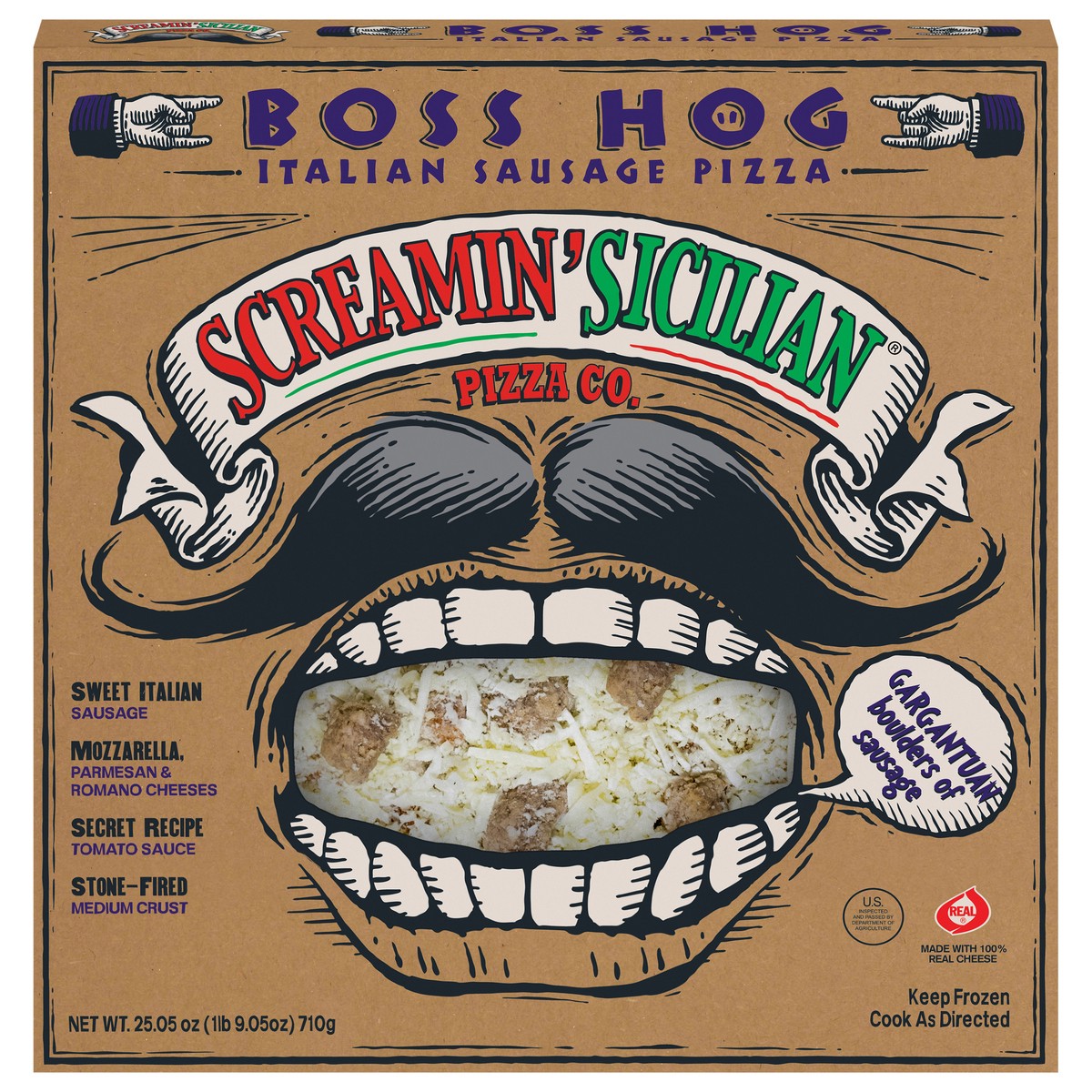 slide 1 of 10, Screamin' Sicilian Boss Hog Italian Sausage Pizza 25.05 oz, 25.05 oz