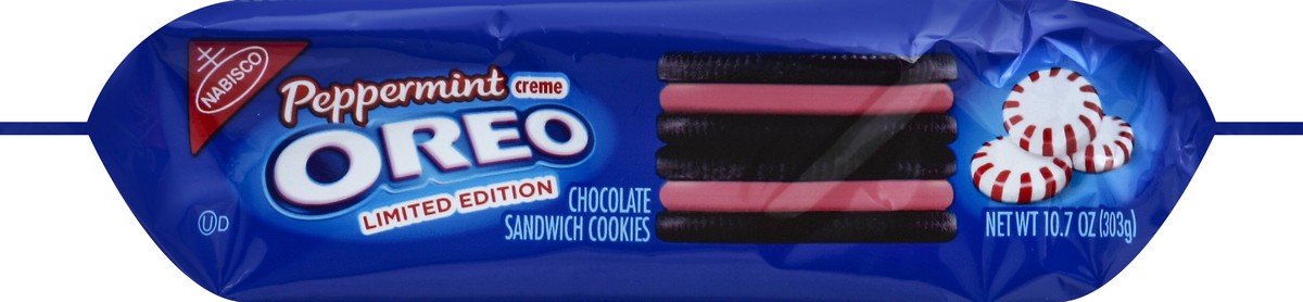 slide 4 of 6, Nabisco Oreo Limited Edition Peppermint Creme Chocolate Sandwich Cookies, 10.7 oz