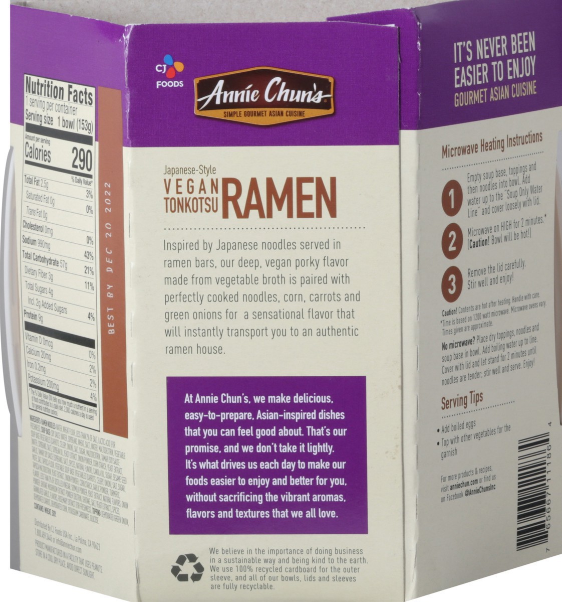 slide 7 of 9, Annie Chun's Mild Japanese-Style Vegan Tonkotsu Ramen Soup Bowl 5.4 oz, 5.41 oz