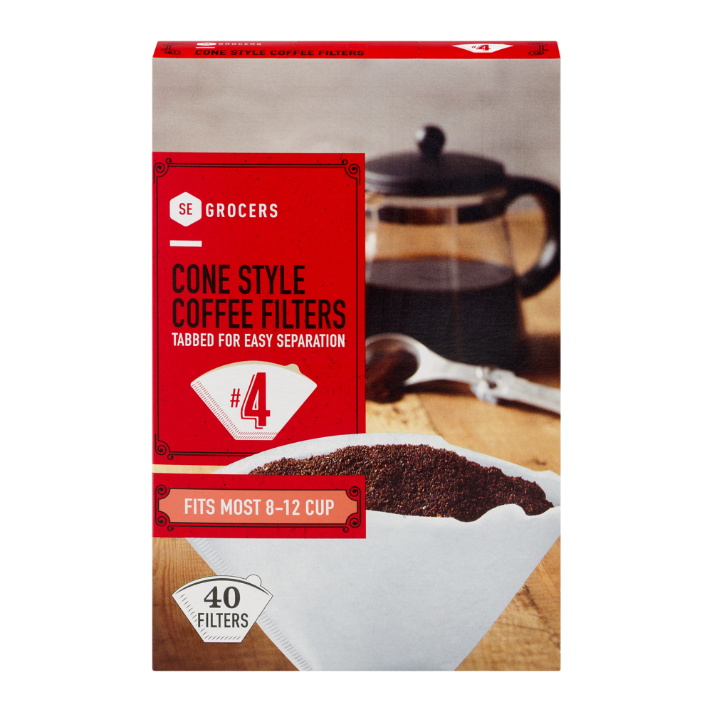 slide 1 of 1, SE Grocers Cone Style Coffee Filters #4, 40 ct