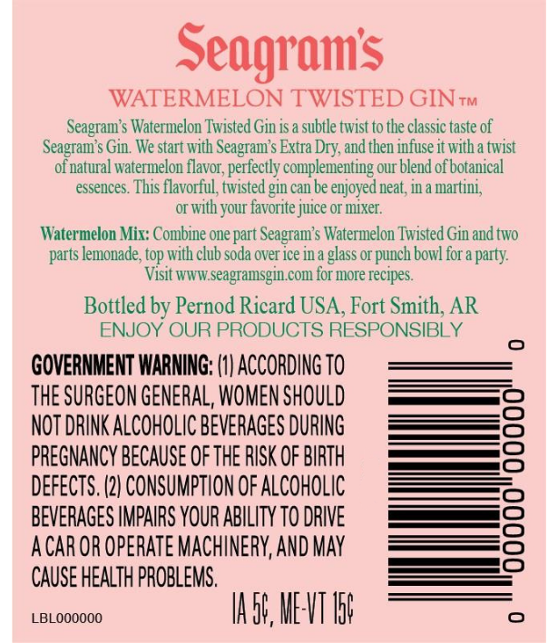 slide 5 of 8, Seagram's Gin, Watermelon Twisted, 750 ml