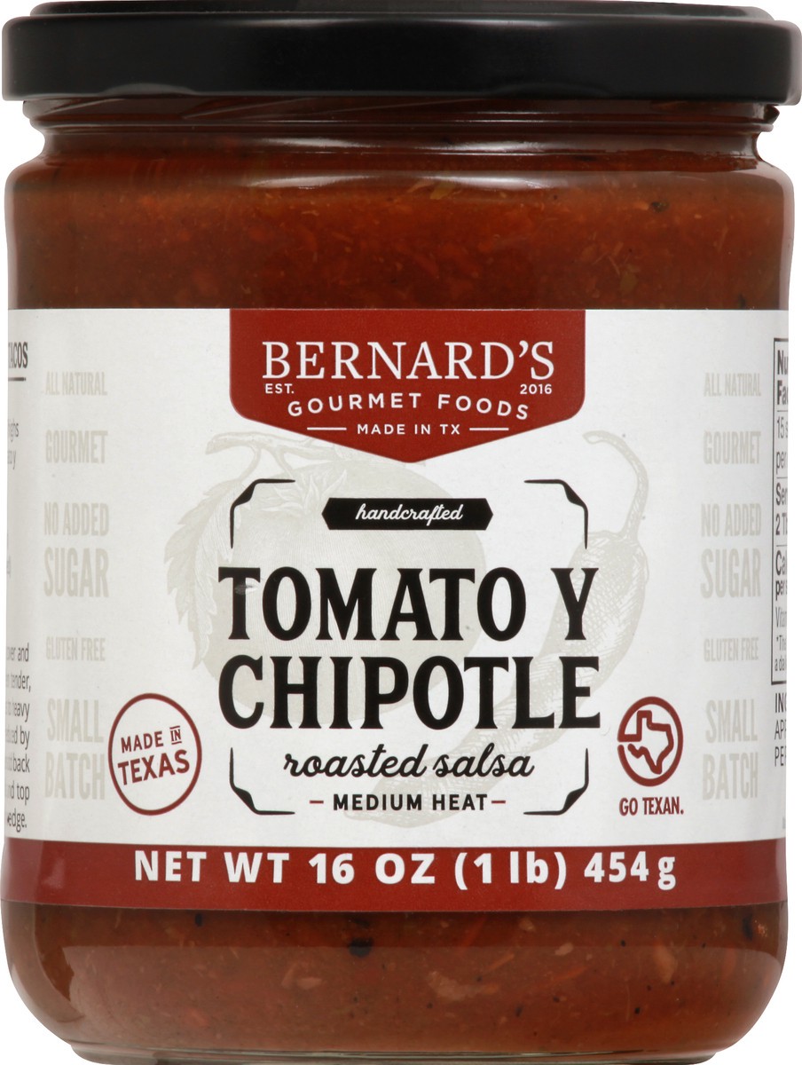 slide 11 of 13, Bernard's Medium Heat Tomato Y Chipotle Roasted Salsa 16 oz, 16 oz