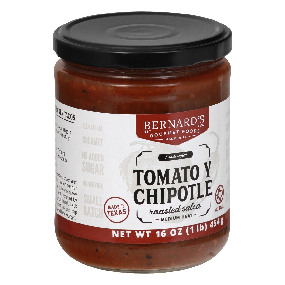 slide 3 of 13, Bernard's Medium Heat Tomato Y Chipotle Roasted Salsa 16 oz, 16 oz