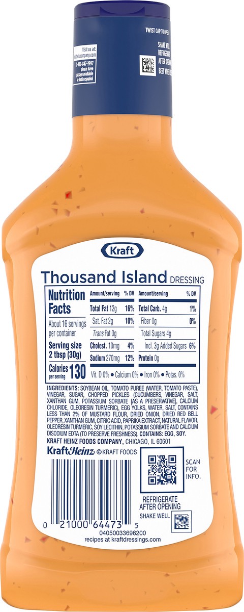 slide 7 of 9, Kraft Thousand Island Salad Dressing, 16 fl oz Bottle, 16 fl oz