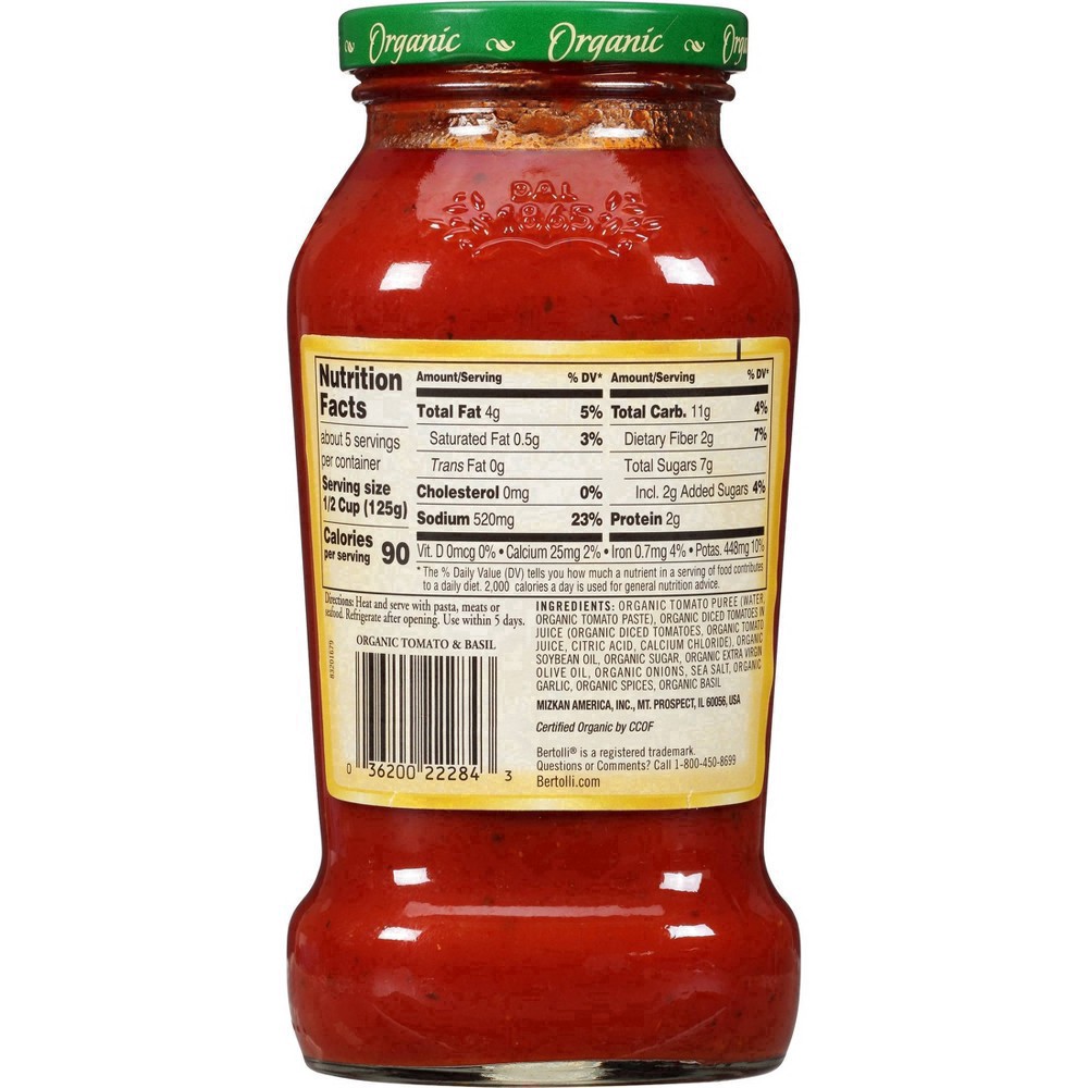 slide 35 of 43, Bertolli Organic Traditional Tomato & Basil Pasta Sauce - 24oz, 24 oz