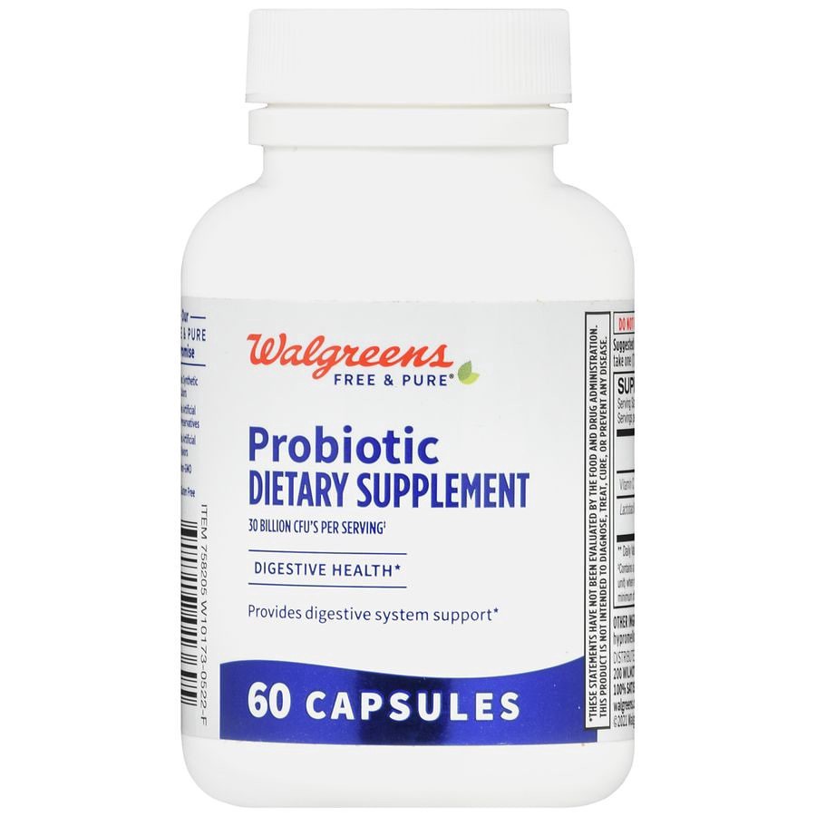 slide 5 of 5, Walgreens Free & Pure Probiotic Capsules, 60 ct