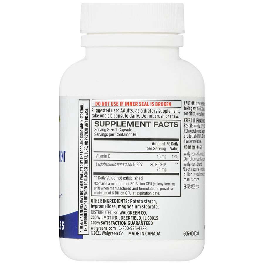 slide 4 of 5, Walgreens Free & Pure Probiotic Capsules, 60 ct