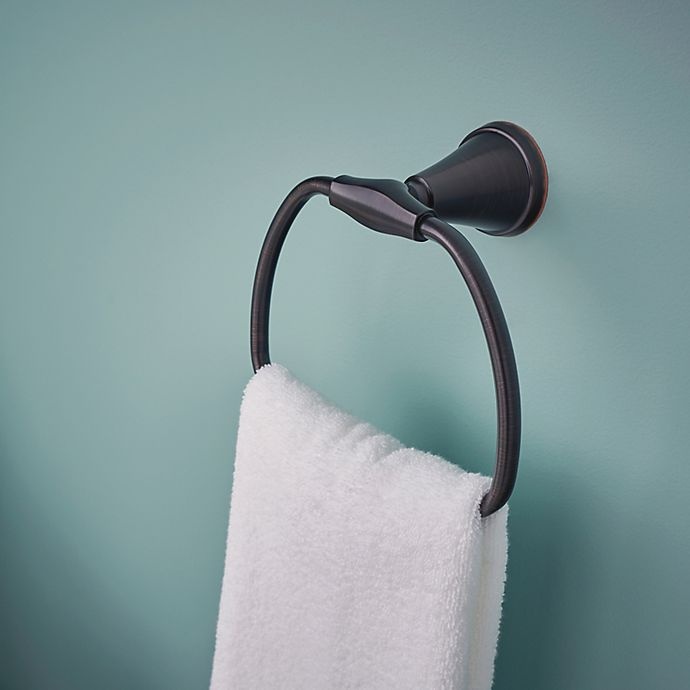 slide 3 of 6, Moen Tiffin Towel Ring with with Press & Mark - Mediterranean Bronze, 1 ct