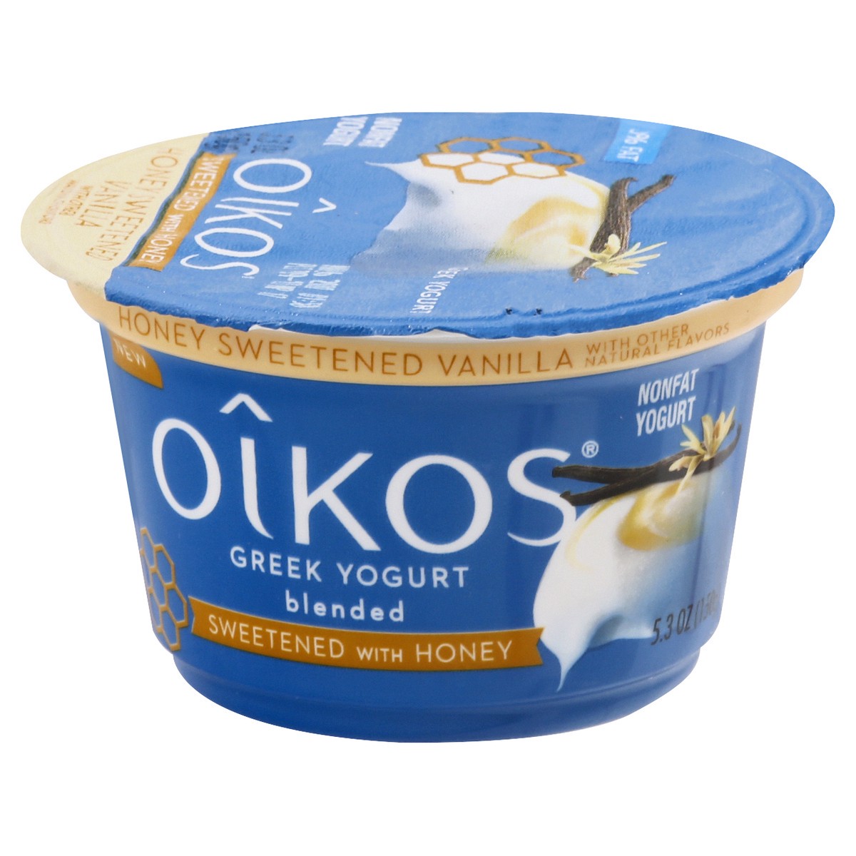 slide 3 of 10, Oikos Nonfat Greek Honey Sweetened Vanilla Yogurt 5.3 oz, 5.3 oz