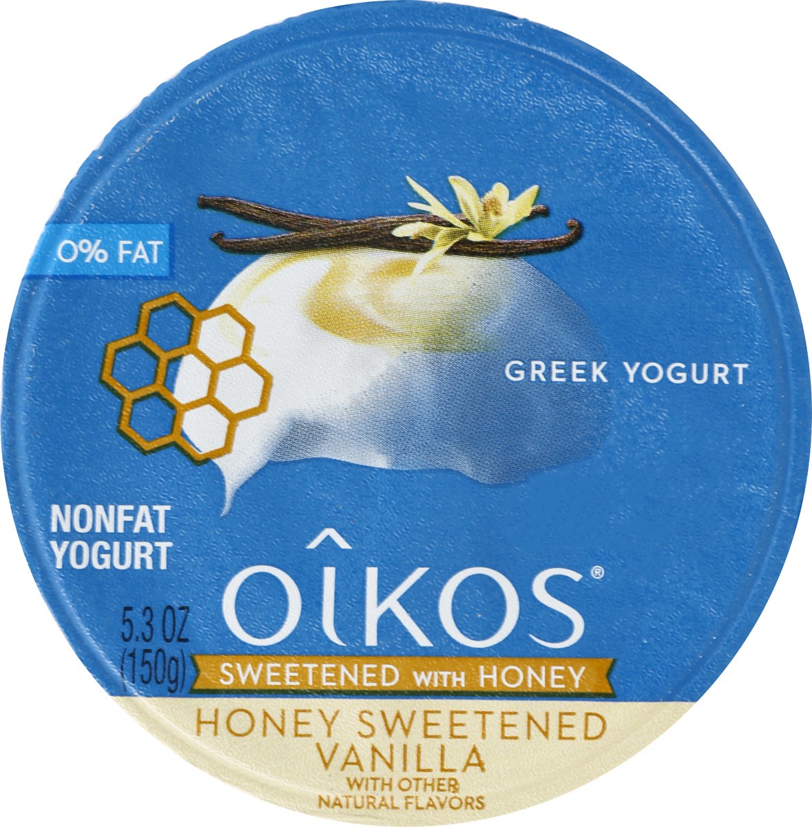 slide 6 of 10, Oikos Nonfat Greek Honey Sweetened Vanilla Yogurt 5.3 oz, 5.3 oz