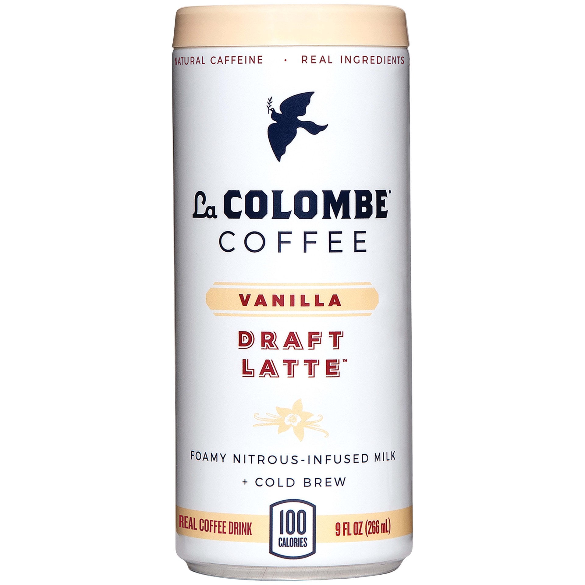 slide 1 of 9, La Colombe Draft Latte Vanilla Soda, 0% ABV, 1, 9-oz beer cans, 9 fl oz