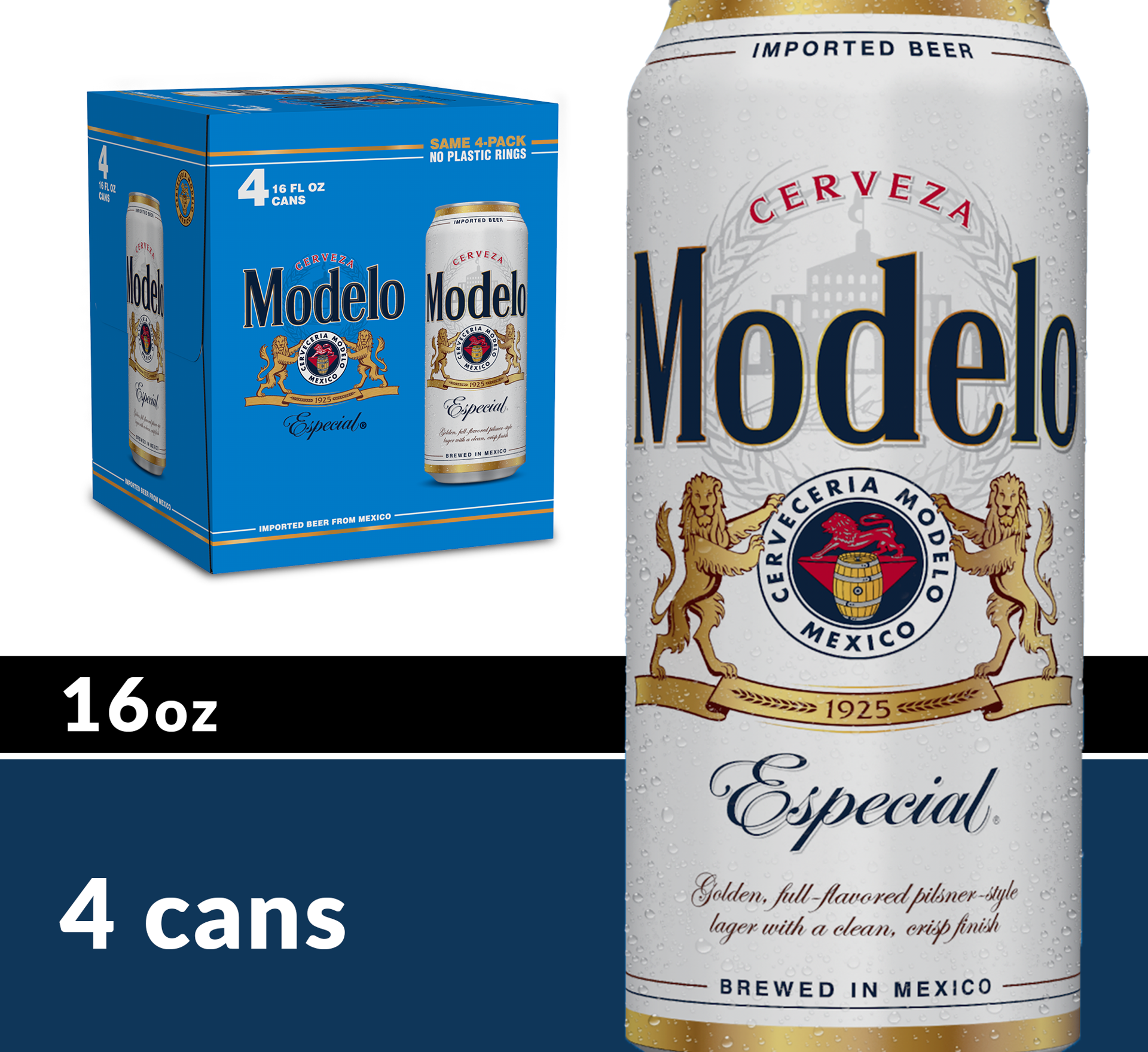 slide 9 of 10, Modelo Especial Mexican Lager Import Beer, 4 ct; 16 oz