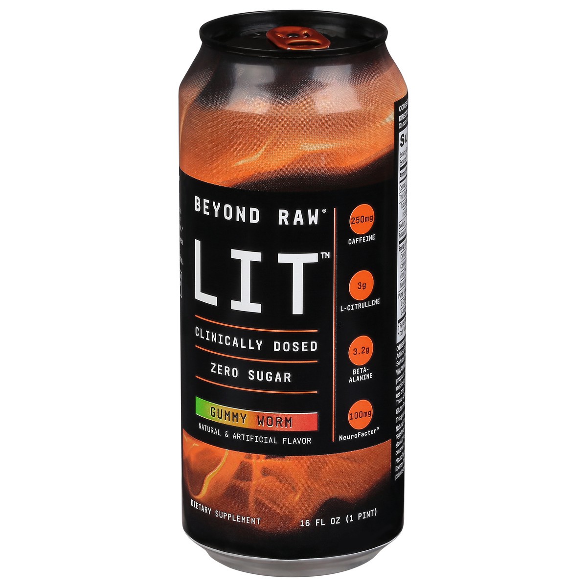 slide 9 of 9, Beyond Raw LIT Zero Sugar Gummy Worm Energy Drink 16 fl oz, 16 fl oz