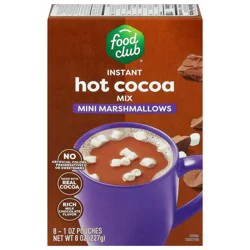 Food Club Instant Mini Marshmallows Rich Milk Chocolate Flavor Hot Cocoa Mix Pouch 8 ea