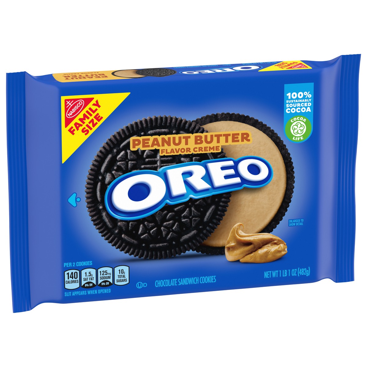 slide 2 of 9, OREO Peanut Butter Flavor Creme Chocolate Sandwich Cookies Family Size - 17oz, 17 oz