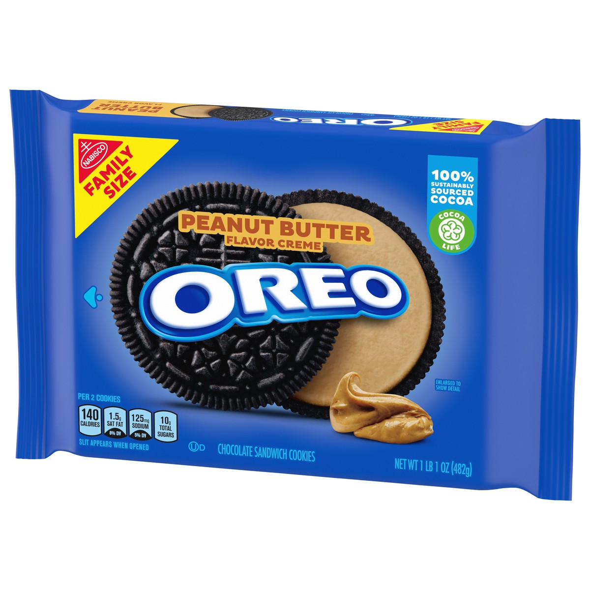 slide 3 of 9, OREO Peanut Butter Flavor Creme Chocolate Sandwich Cookies Family Size - 17oz, 17 oz