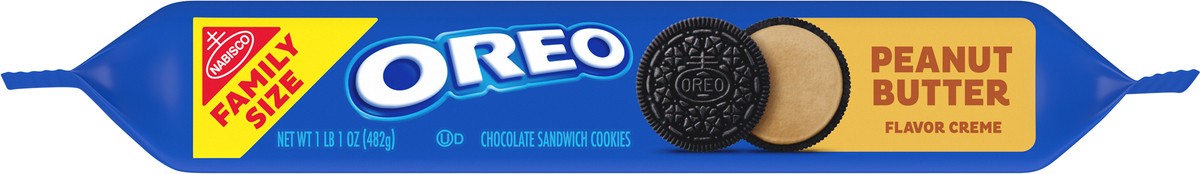 slide 9 of 9, OREO Peanut Butter Creme Chocolate Sandwich Cookies, Family Size, 17 oz, 17 oz