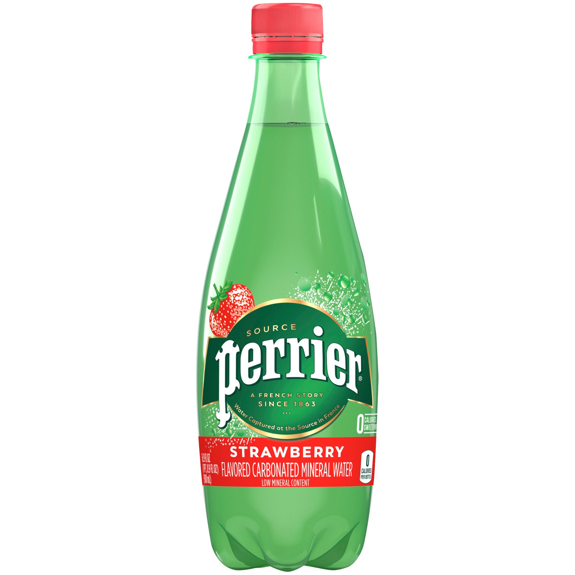 slide 1 of 2, Perrier Sparkling Water Strawberry Flavored, 16.9 FL OZ Plastic Water Bottle, 16.9 fl oz