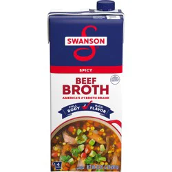 Swanson 100% Natural Spicy Beef Broth 32 oz Carton