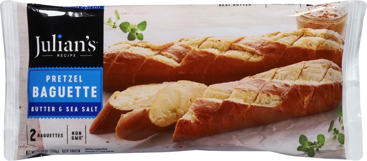 slide 8 of 9, Julian's Recipe Butter & Sea Salt Pretzel Baguette 2 ea, 2 ct