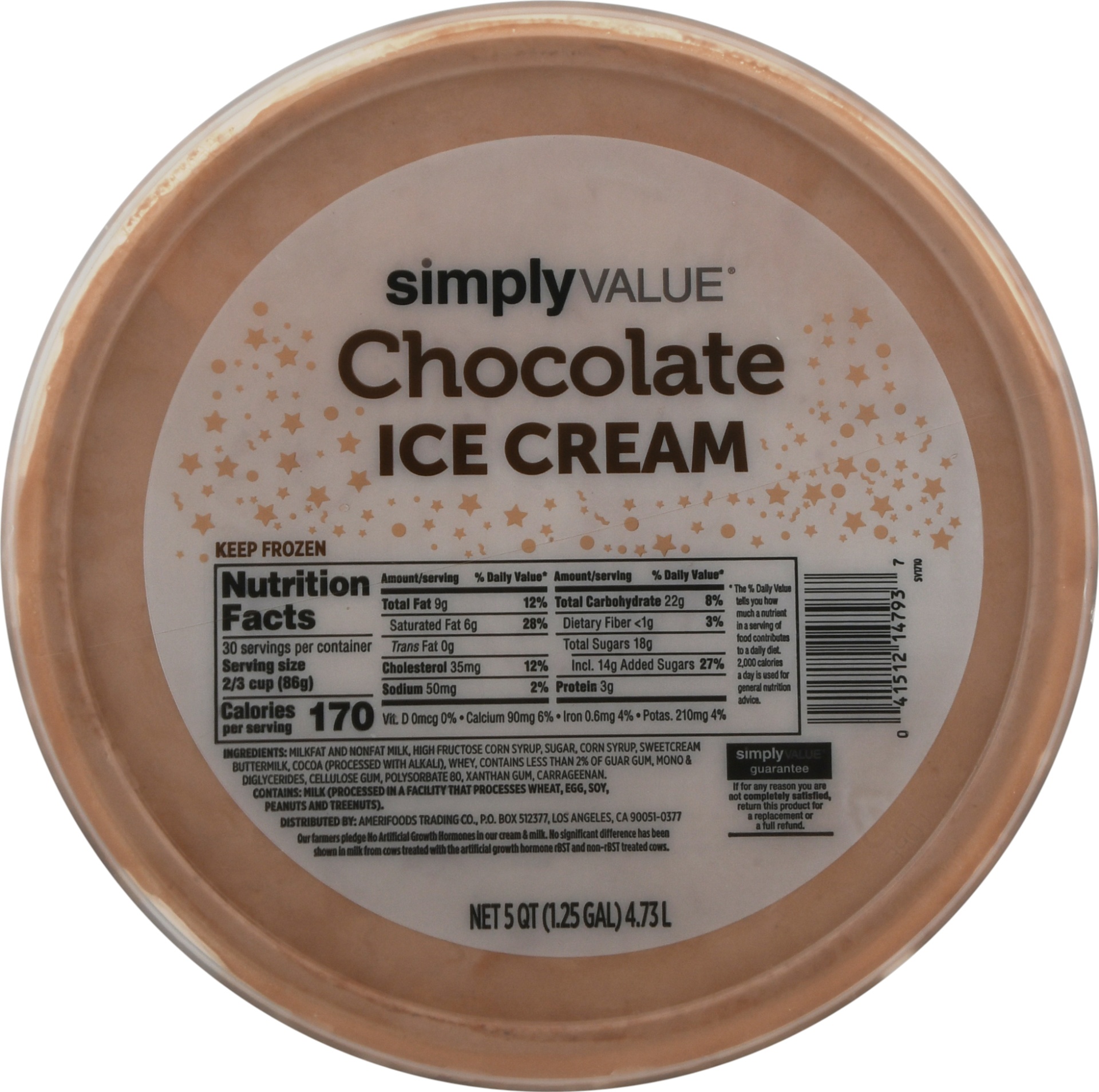 slide 1 of 1, First Street/Simply Value Chocolate Ice Cream, 5 qt