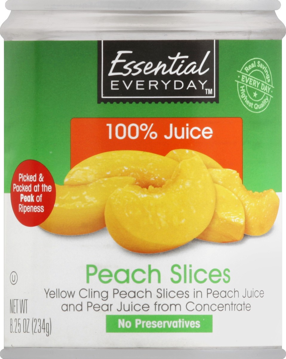 slide 2 of 2, Essential Everyday Peach Slices 100% Juice, 8.25 oz