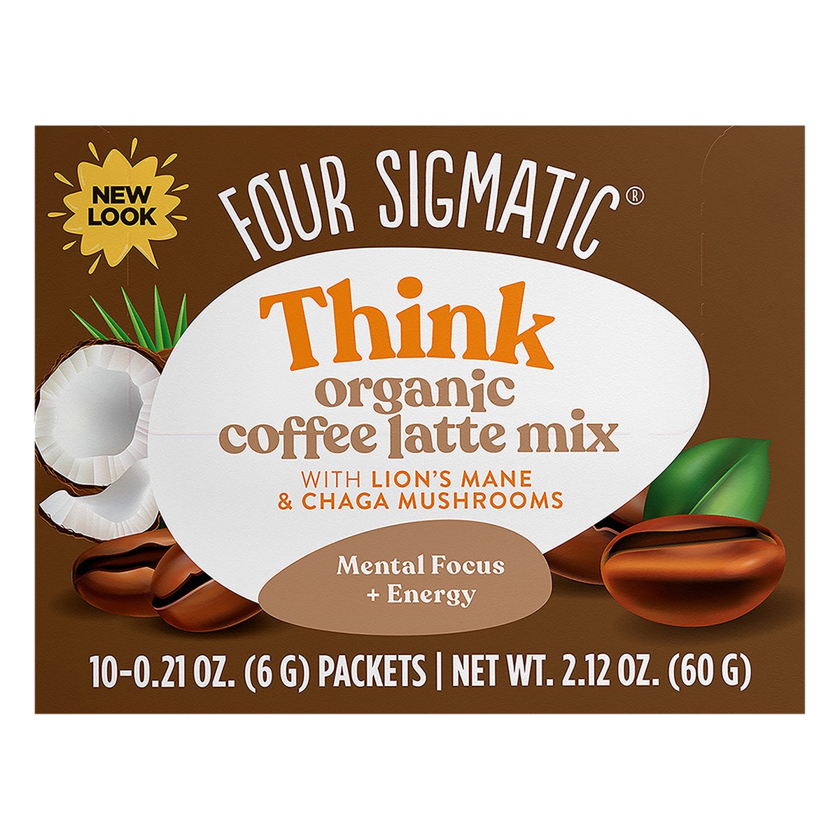 slide 6 of 10, Four Sigmatic Focus Org Coffee Latte SS, 10 ct