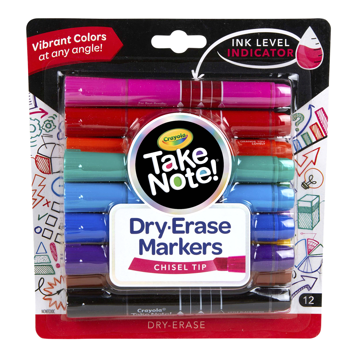 slide 1 of 13, Crayola Low Odor Dry Erase Markers, Chisel Tip, Assorted Colors, 12 ct