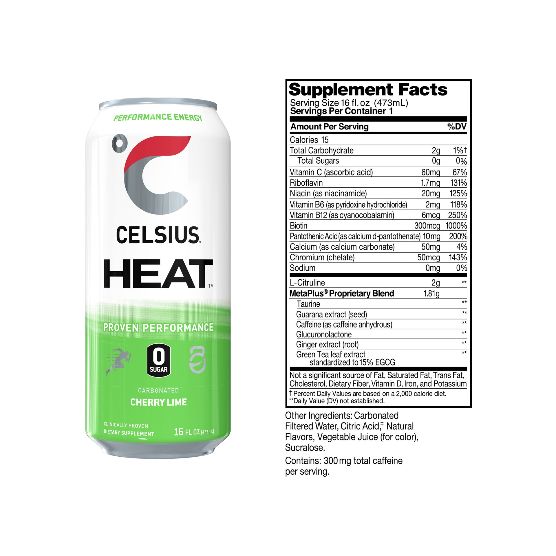 slide 2 of 3, CELSIUS HEAT Sparkling Cherry Lime, Functional, Essential Energy Drink 16 Fl Oz (Pack of 12), 12 ct