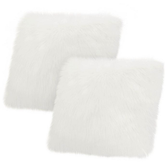 slide 1 of 4, Delta Jean Pierre Faux Fur Square Throw Pillow - White, 2 ct