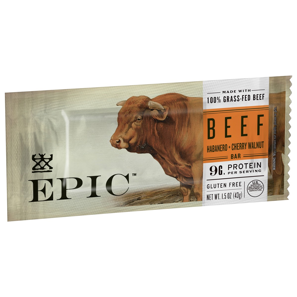 slide 6 of 12, EPIC Beef Habanero Cherry Walnut Protein Bar, Grass-Fed, Whole30, 1.5oz, 1 ct