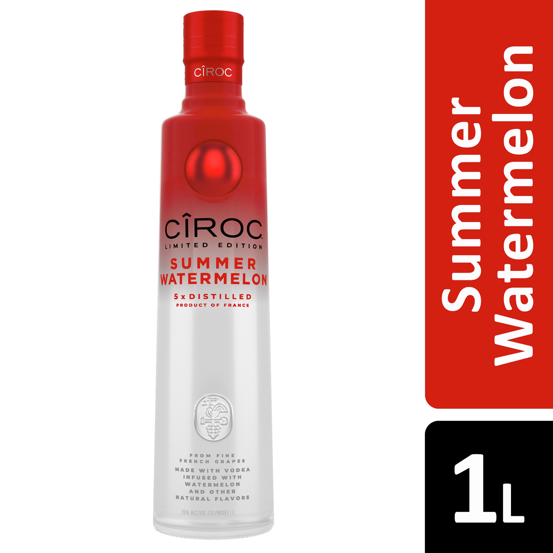 slide 4 of 4, CIROC Limited Edition Summer Watermelon (Made with Vodka Infused with Natural Flavors), 1 L, 1 liter
