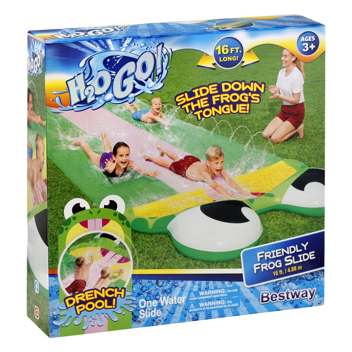 slide 6 of 9, H2O Go Friendly Frog Slide Water Slide 1 ea, 1 ct
