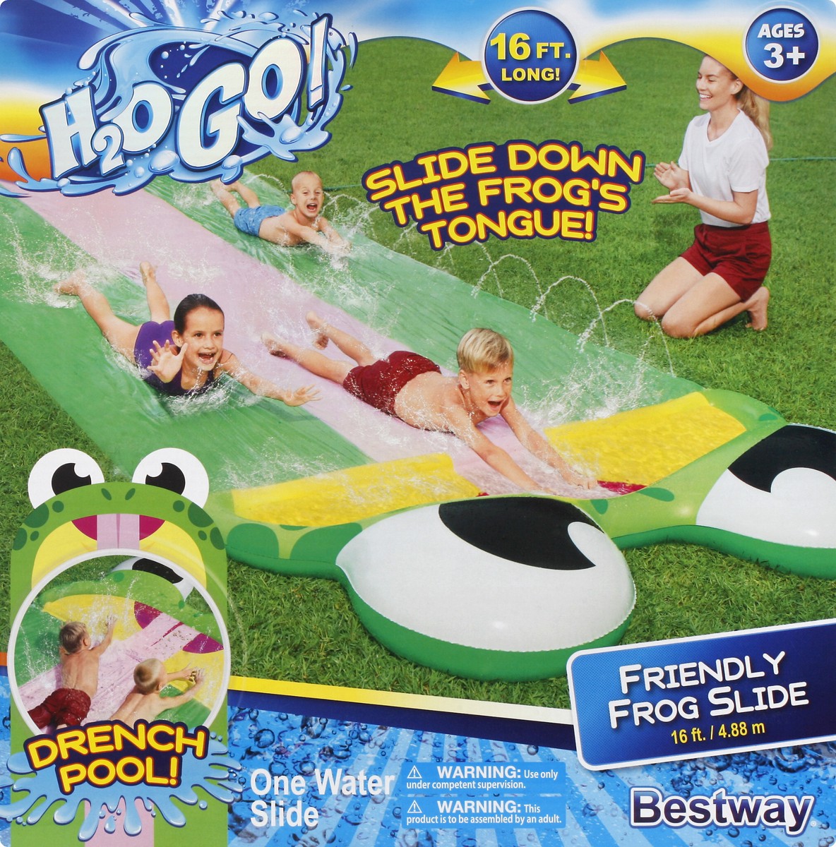 slide 8 of 9, H2O Go Friendly Frog Slide Water Slide 1 ea, 1 ct