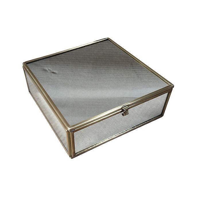 slide 1 of 1, W Home Mirrored Glass Keepsake Box - Gold, 1 ct