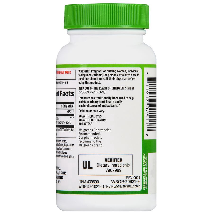 slide 4 of 5, Walgreens Cranberry 500 mg Standardized Extract, 60 ct