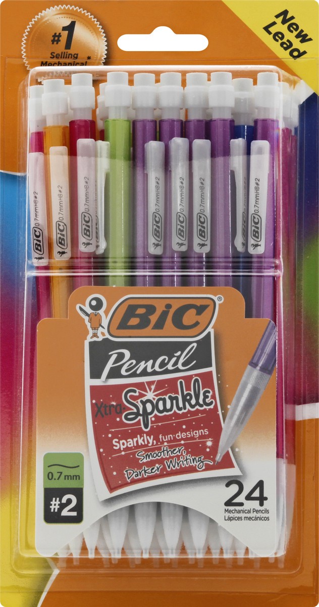 slide 1 of 9, BIC 0.7mm Xtra Sparkle Medium Point Mechanical Pencils, 24 ct