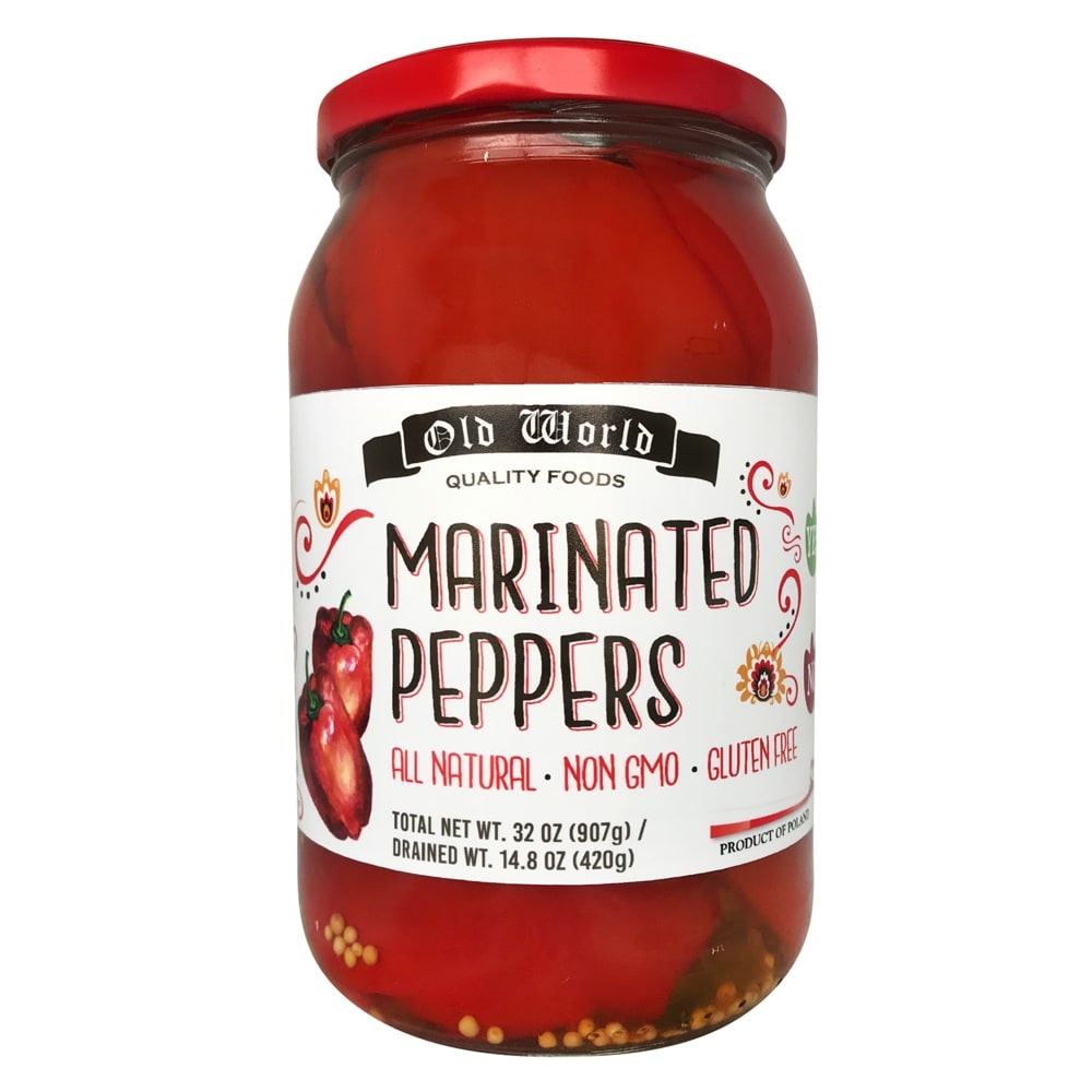 slide 1 of 1, Old World Gluten Free Marinated Red Peppers, 32 oz