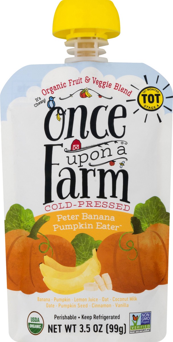 slide 7 of 8, Once Upon a Farm Toddler Peter Banana Pumpkin Eater Fruit And Veggie Blend, 3.5 oz