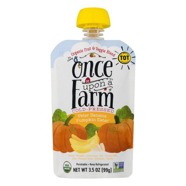 slide 1 of 8, Once Upon a Farm Toddler Peter Banana Pumpkin Eater Fruit And Veggie Blend, 3.5 oz