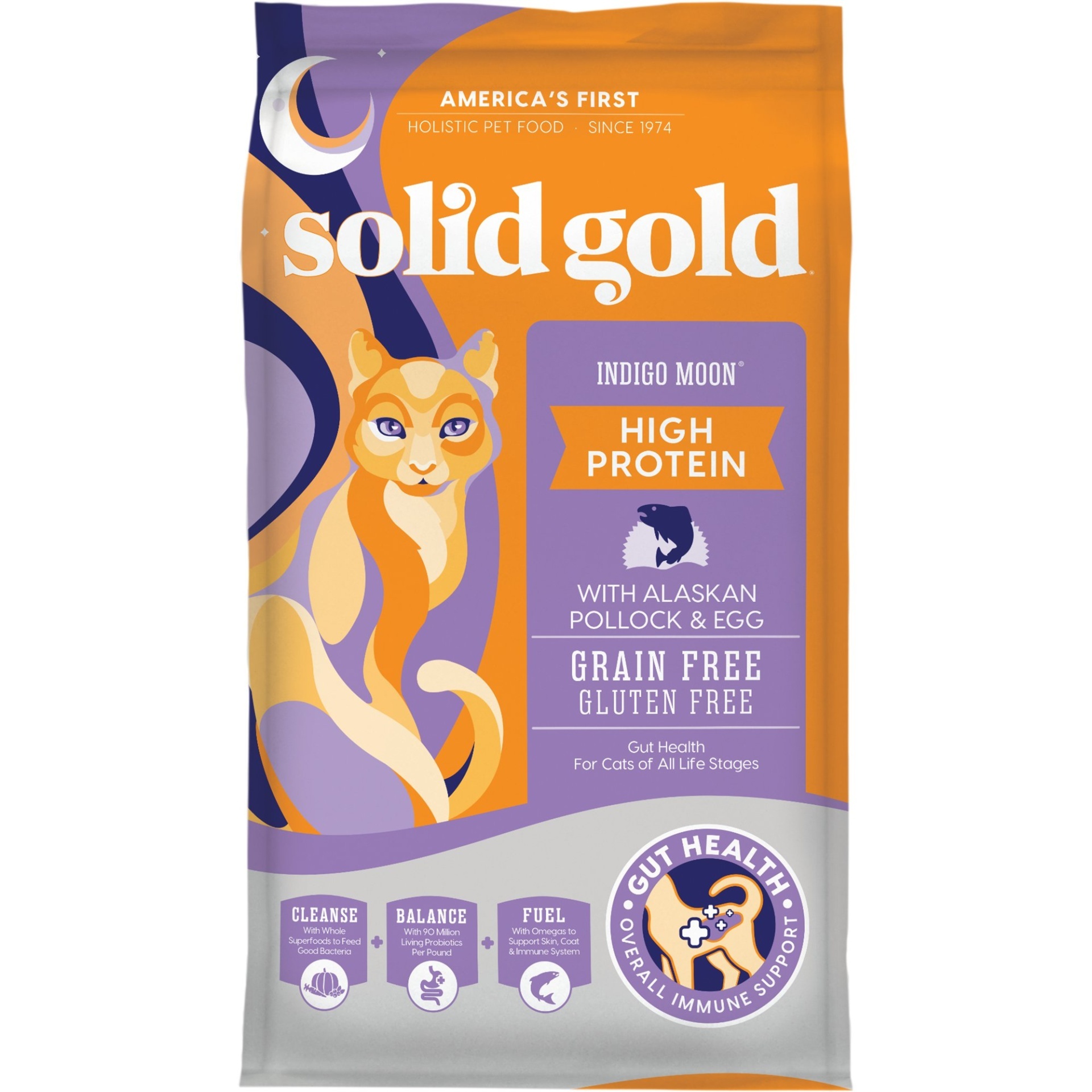 slide 1 of 1, Solid Gold Indigo Moon High Protein Dry Cat Food with Alaskan Pollock and Egg, 6 lb