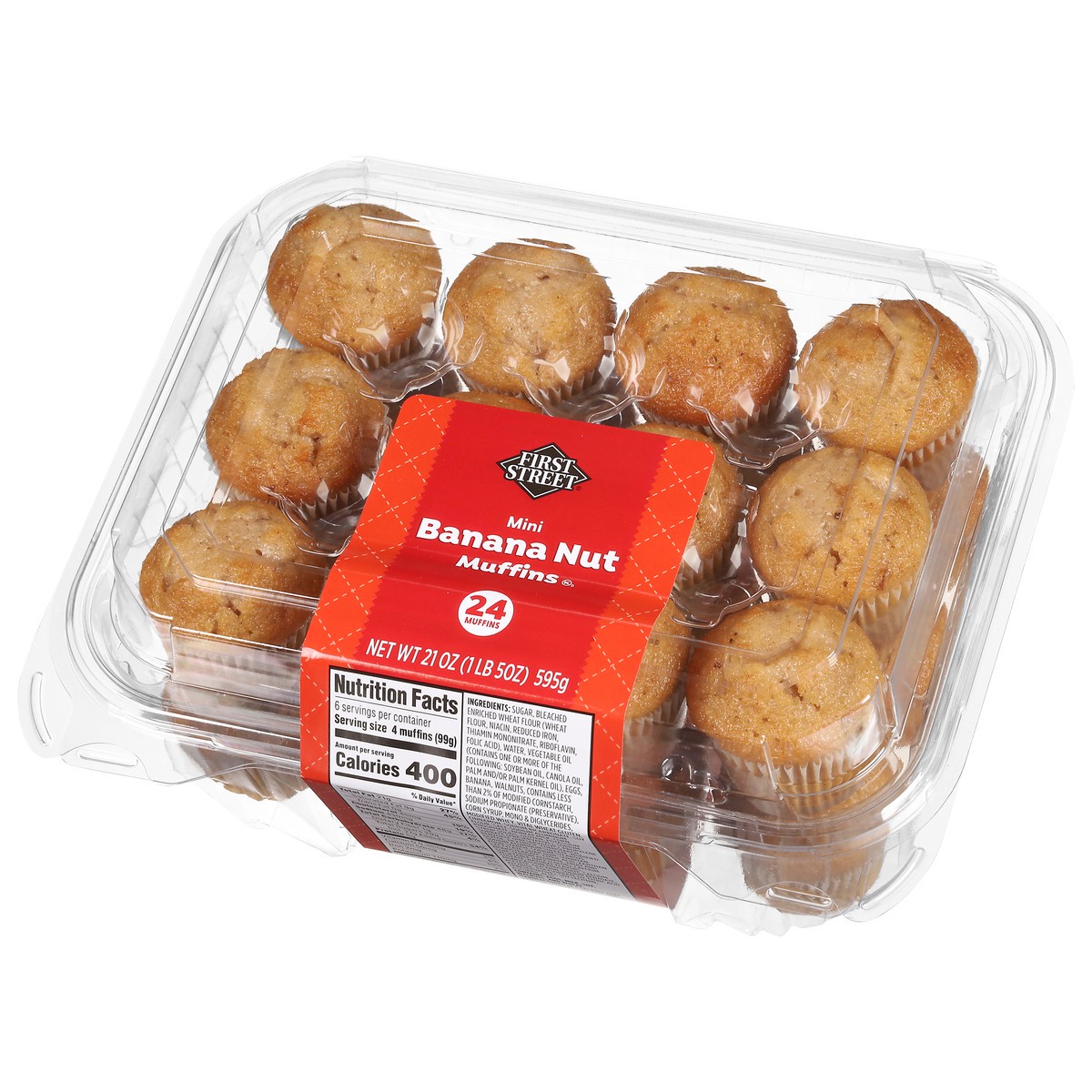 slide 2 of 4, First Street Banana Nut Mini Muffins, 21 oz