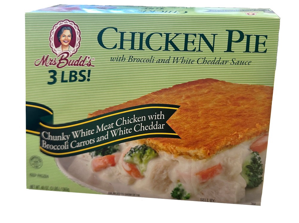 slide 1 of 2, Mrs Budd's® Broccoli White Cheddar and Chicken Pie with Sweet Carrots, 48 oz