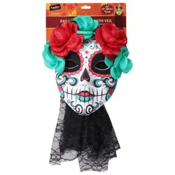 Ssel Day of Dead Mask With Veil - 1 pc