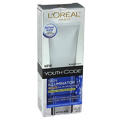 slide 1 of 1, L'Oréal Youth Code Sunscreen Skin Illuminator, 1.4 oz