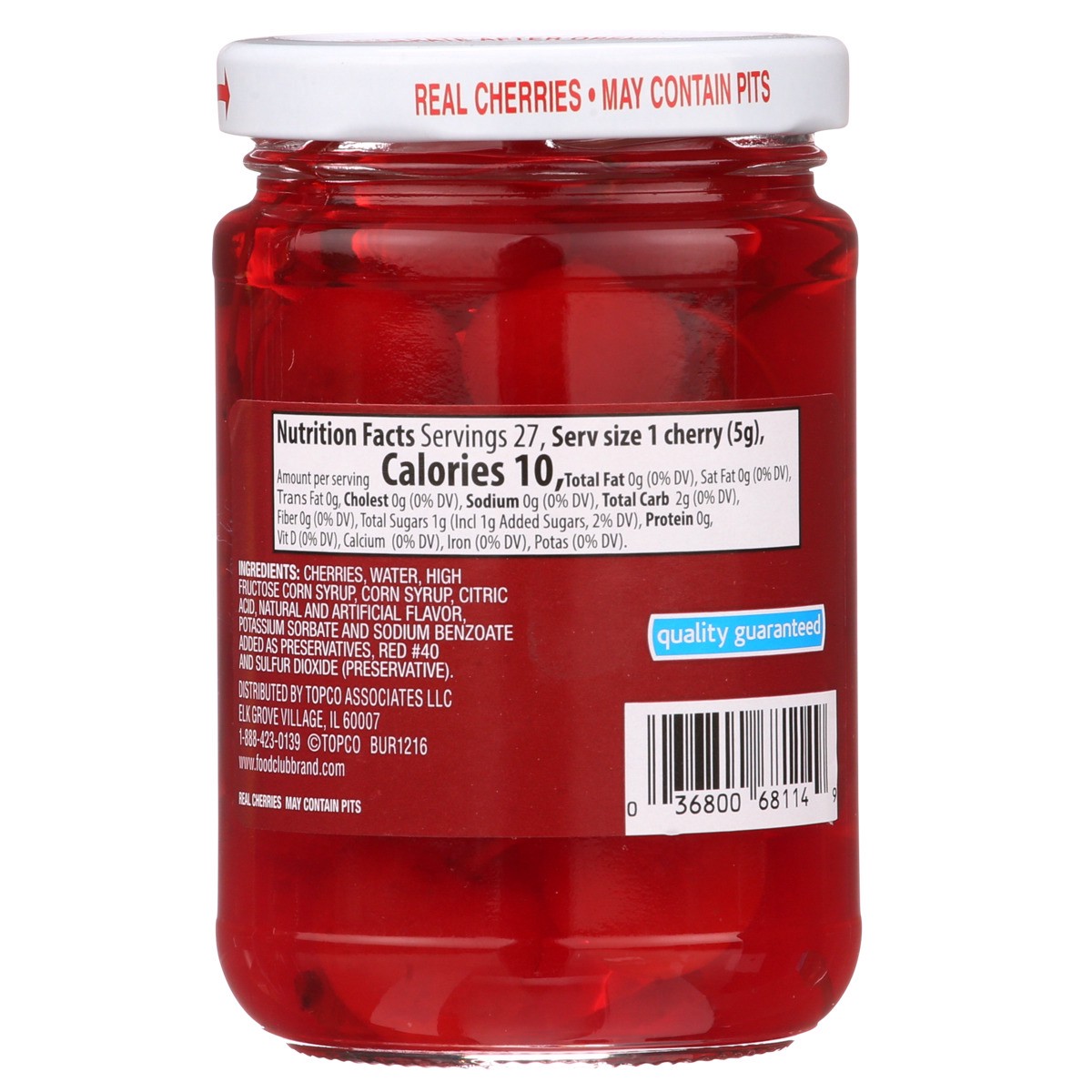 slide 9 of 9, Food Club Maraschino Cherries with Stems, 10 oz