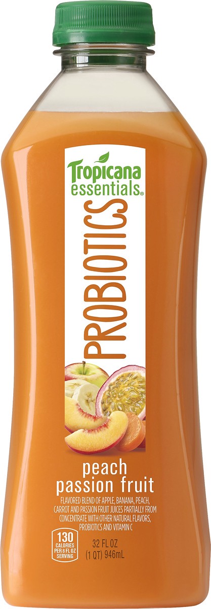 slide 7 of 7, Tropicana Essentials Probiotics Peach Passion Fruit Juice - 32 oz, 32 fl oz