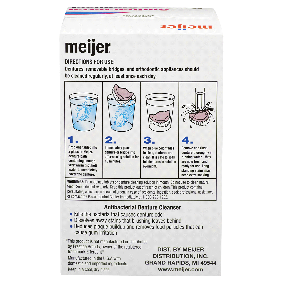 slide 2 of 2, Meijer Antibacterial Denture Cleaner Tablets, Mint, 120 tablets