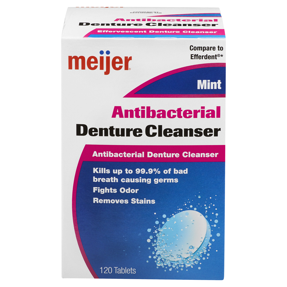 slide 1 of 2, Meijer Antibacterial Denture Cleaner Tablets, Mint, 120 tablets