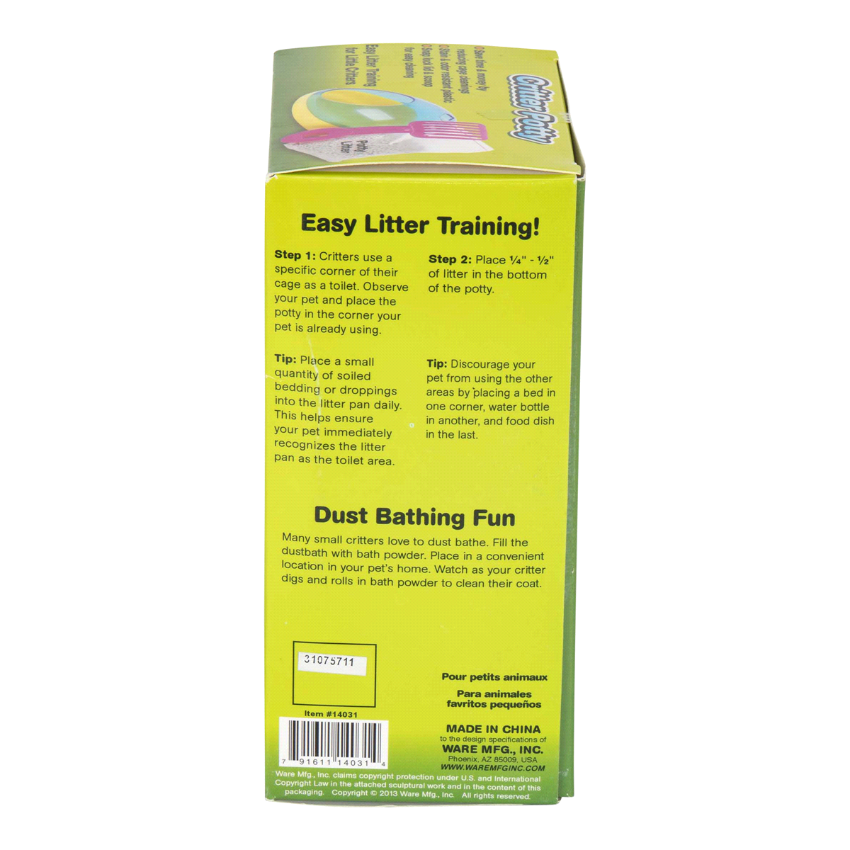 slide 5 of 9, Ware Pet Products Critter Potty Dustbath, 1 ct